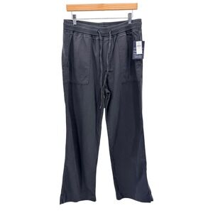 GAP Khaki Ribbed Wide Leg Pull On Pants Cropped Lounge Minimalist Soft‎ Black M